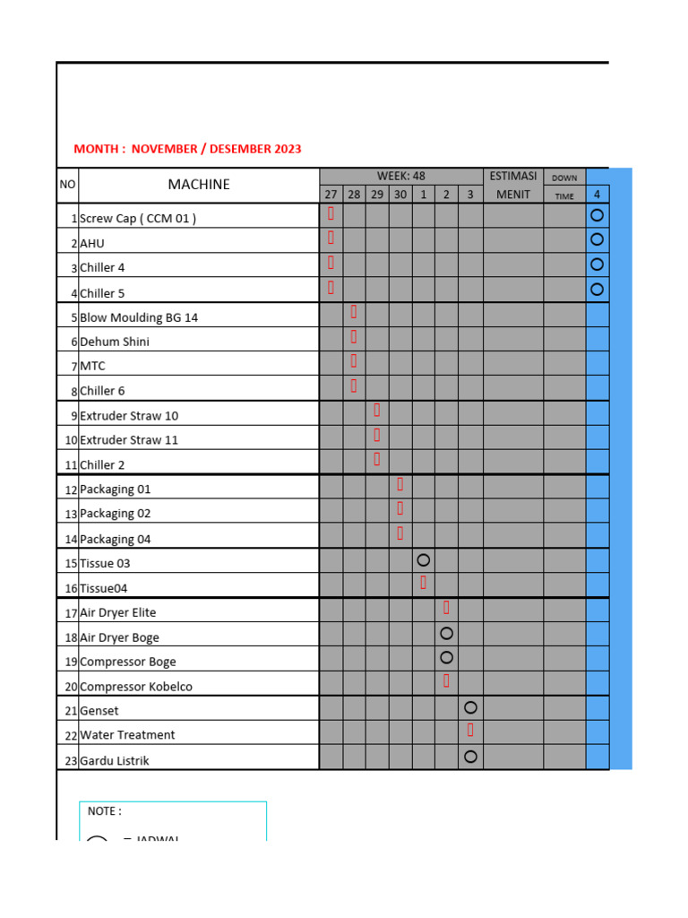 Schedule Preventive Maintenance Bulan (1) 2024 | PDF | Heat Transfer ...
