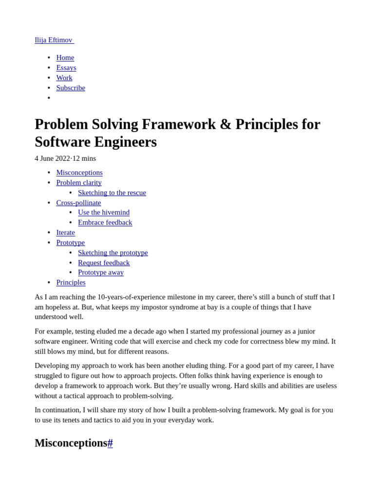 Problem Solving Framework & Principles For Software Engineers | PDF ...