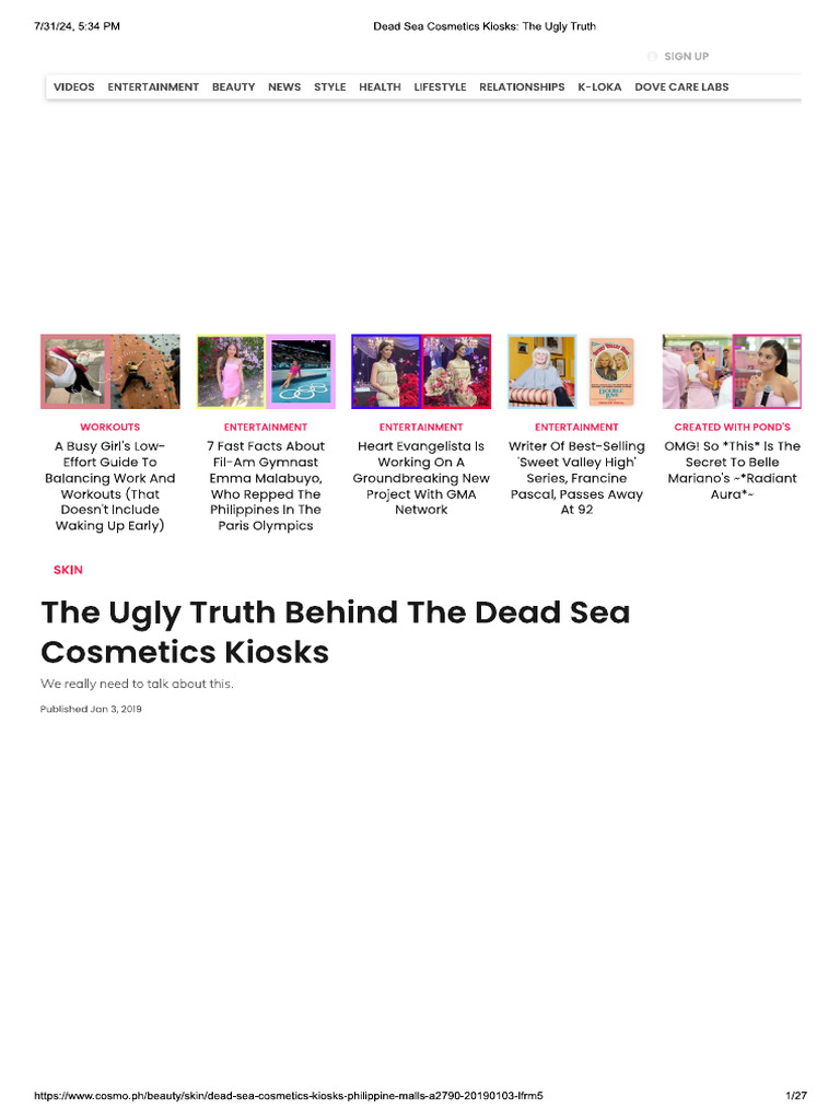 The Ugly Truth Behind The Dead Sea Cosmetics Kiosks Cosmopolitan PDF