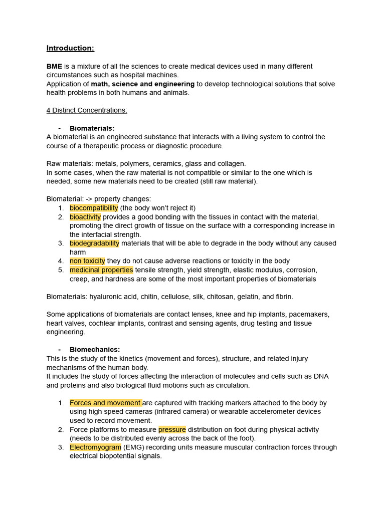 INTRO TO BIOMEDICAL ENGINEERING PDF intelligence overview