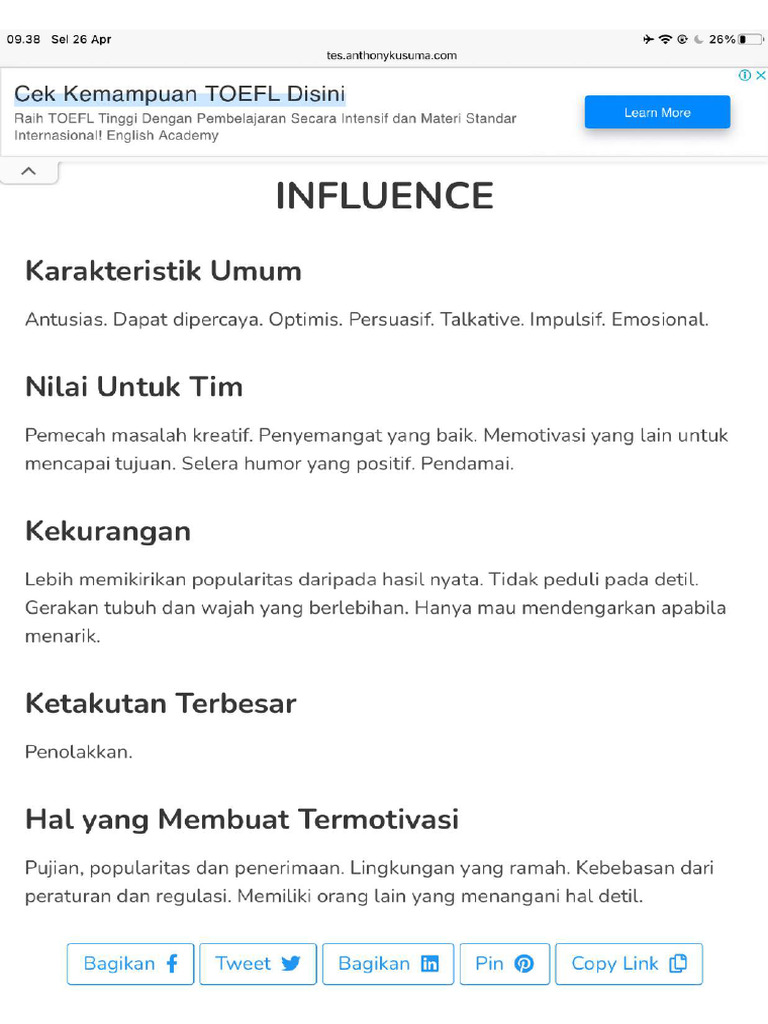 Hasil Personality Test Pdf