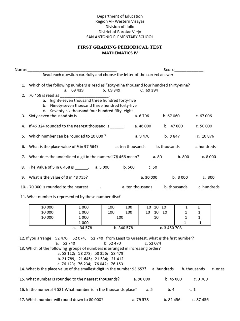 Math IV First Grading Test Guide | PDF | Rectangle | Triangle
