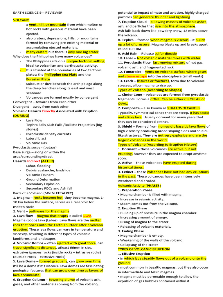 Volcano Overview and Eruption Types | PDF | Types Of Volcanic Eruptions ...