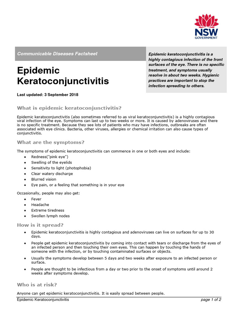 Epidemic Keratoconjunctivitis | PDF | Infection | Medicine