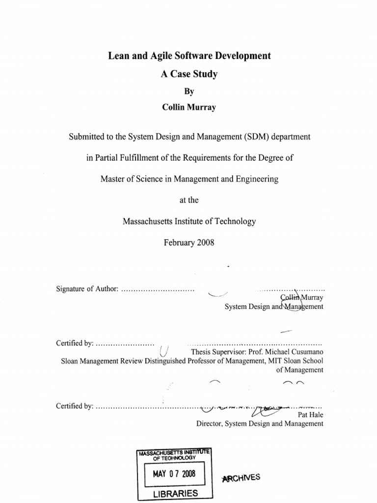 Lean and Agile Development Case Study | PDF | Software Development ...