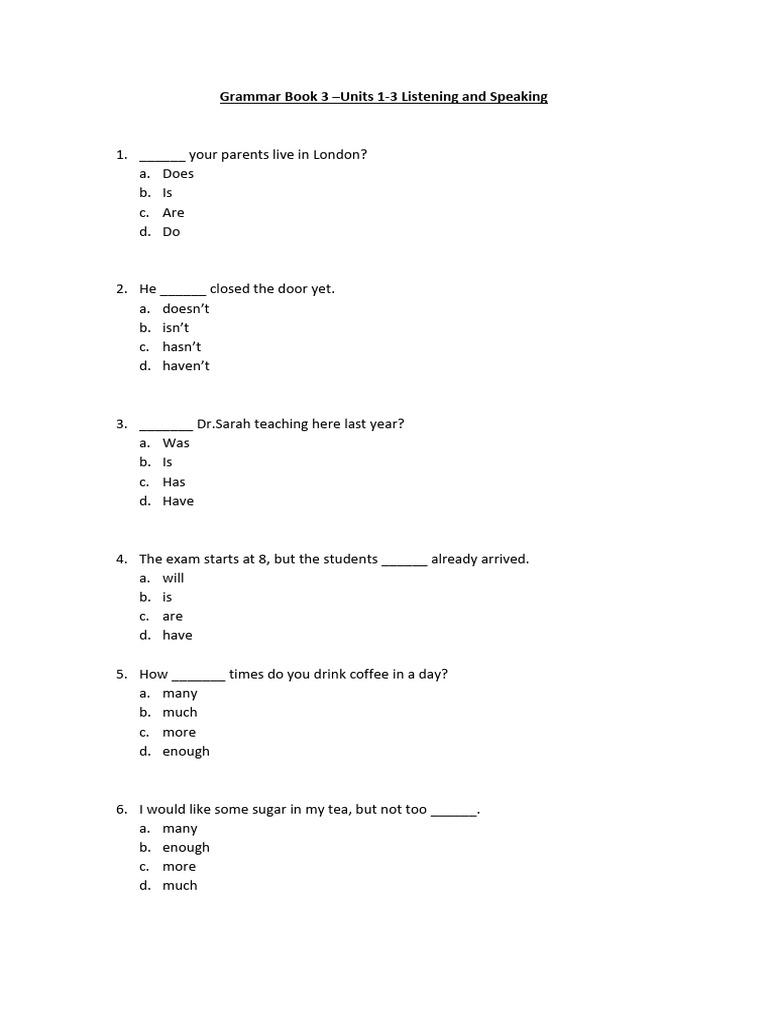 Grammar Book 3 Units 1-3-1 | PDF