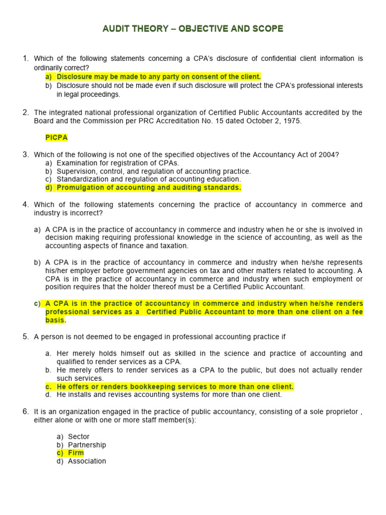 Audit Theory: Objectives and Scope Overview | PDF | Certified Public ...