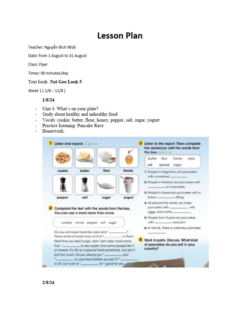 Lesson Plan T8 Nat Geo | PDF | Homework