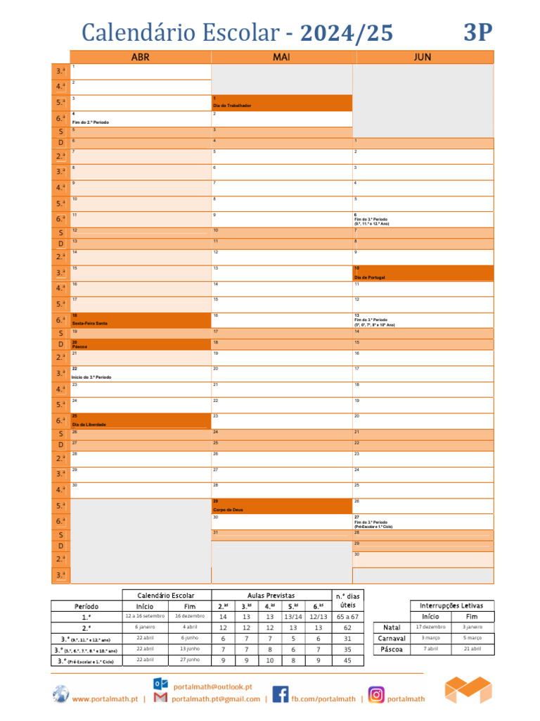Calendario Escolar 2024 25 Mapa V1 3P | PDF