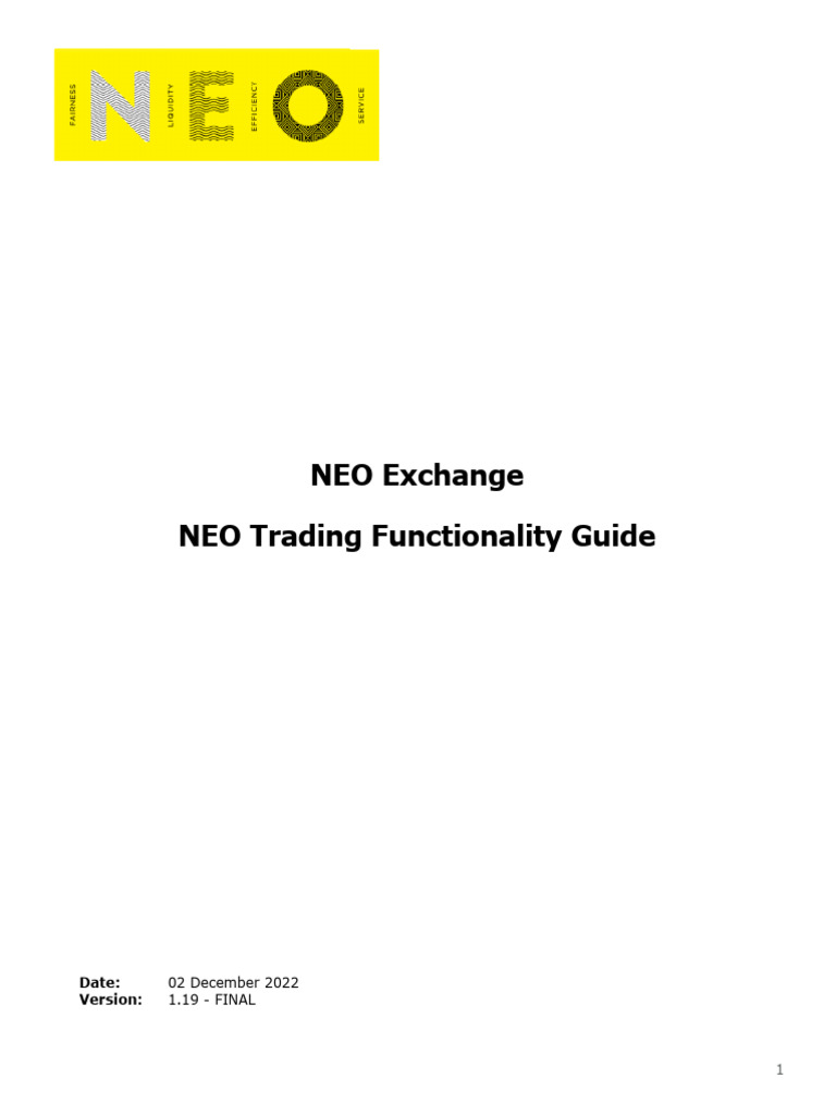 NEO Exchange Trading Functionality Guide | PDF | Order (Exchange ...