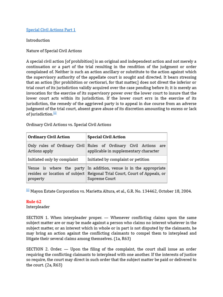 Special Civil Actions Part 1 | PDF | Lawsuit | Complaint