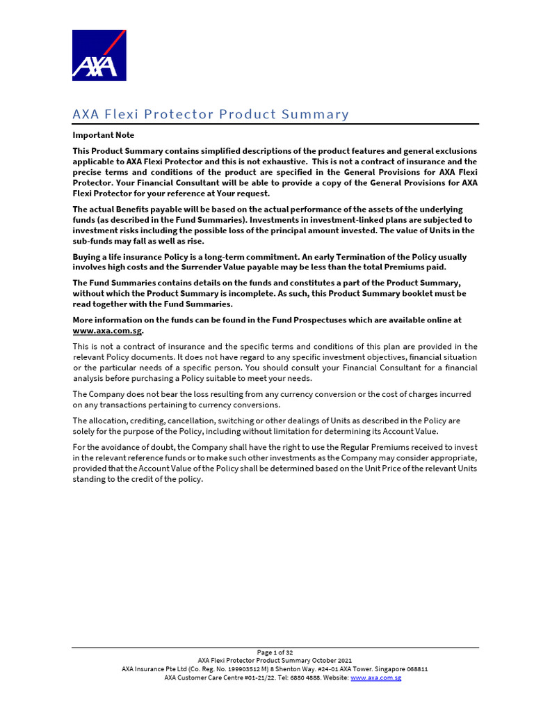 AXA Flexi Protector PS Oct 2021 | PDF | Insurance | Dividend