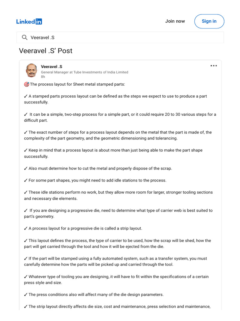 Veeravel s on linkedin the process layout for pdf steel