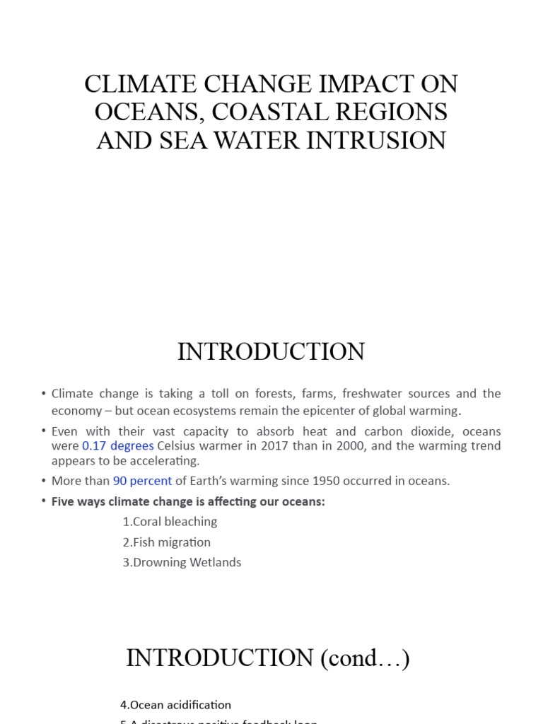 Climate Change Impact On Oceans Coastal Regions And Sea Water
