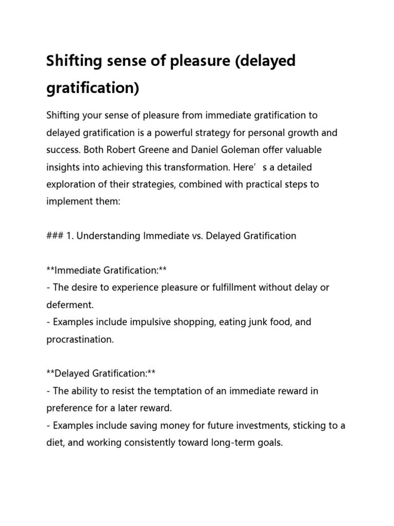 Mastering Delayed Gratification Strategies | PDF | Delayed ...