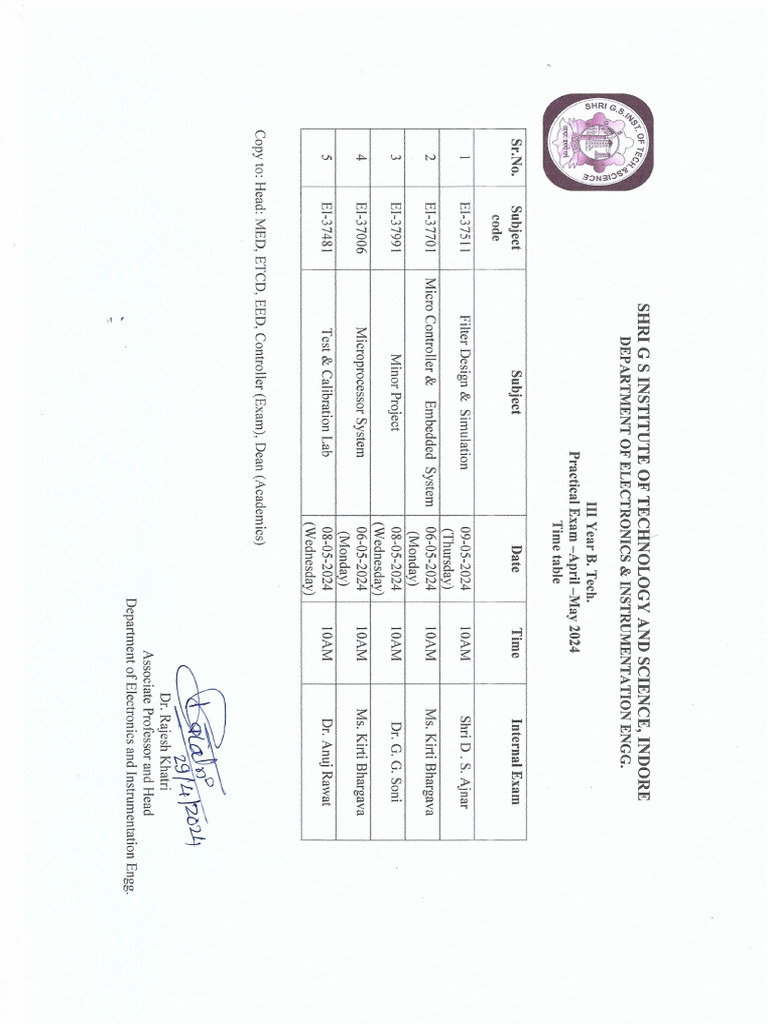 Practical Time Table III Year 2023 24 | PDF