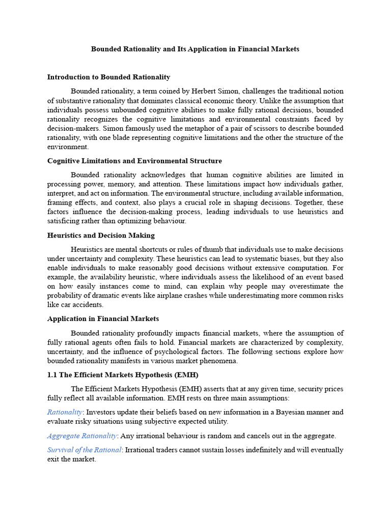 Bounded Rationality and Its Application in Financial Markets | PDF ...