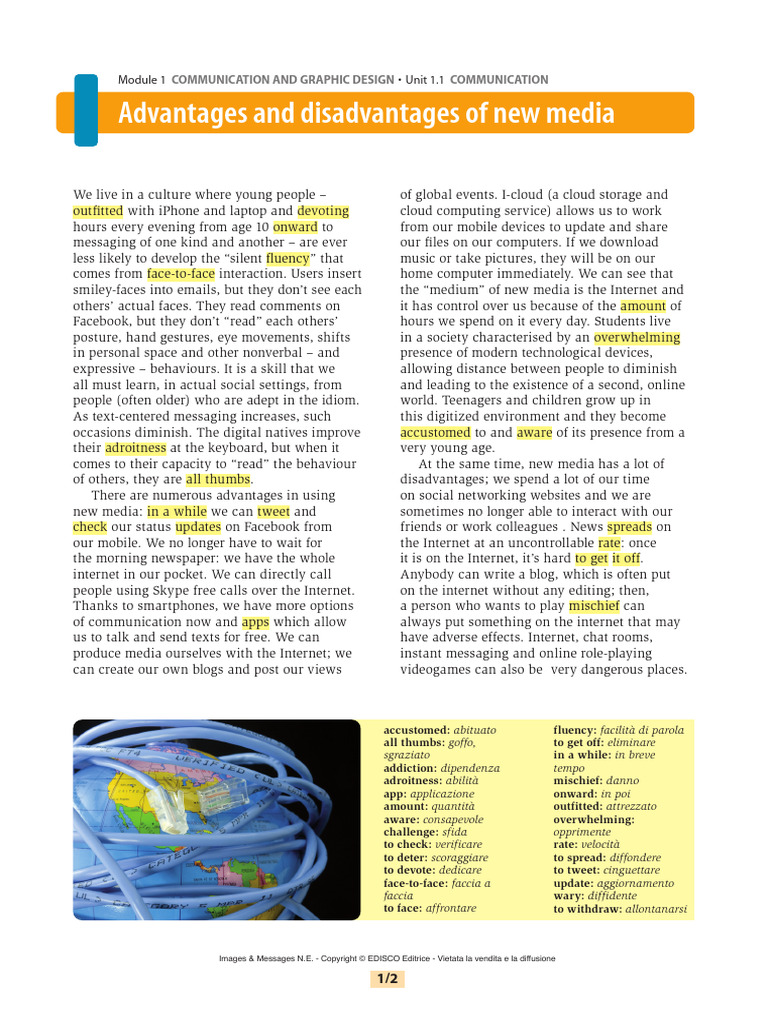 02 Advantages and Disadvantages of New Media | PDF | New Media | Internet