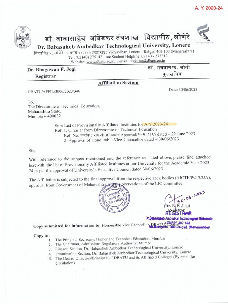 DBATU CSE It | PDF
