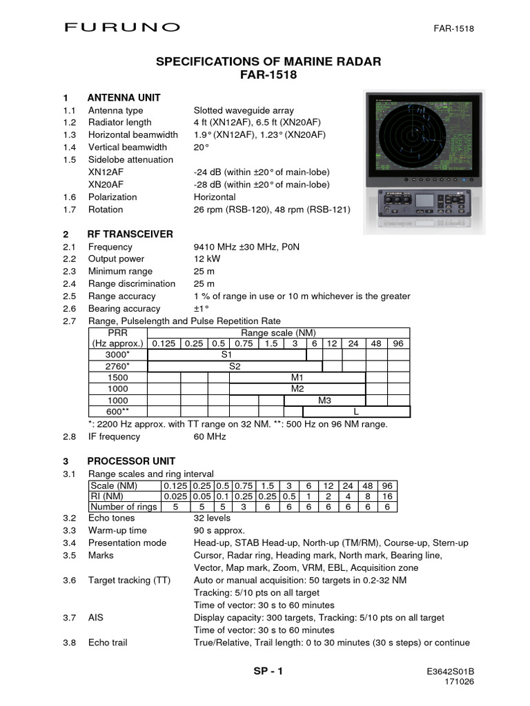 FURONO X Band Radar | PDF | Radar | Radio Technology