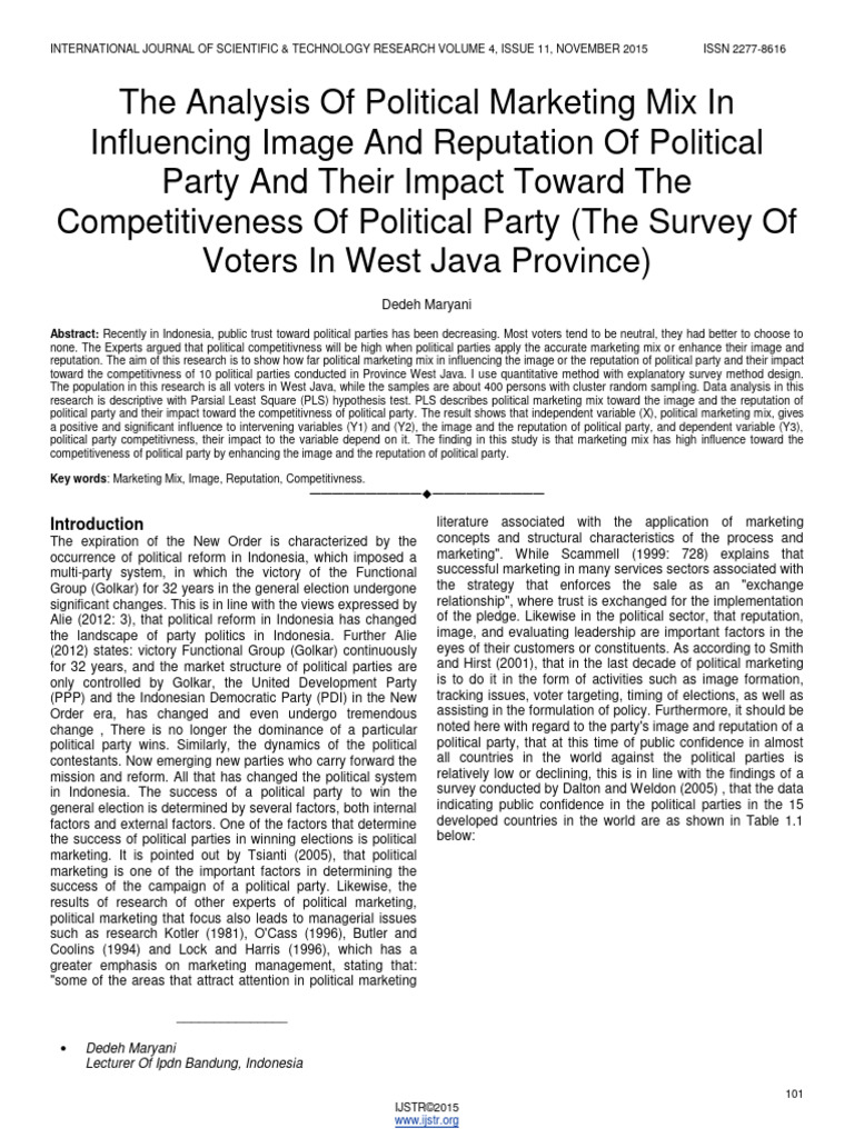 The Analysis of Political Marketing | PDF | Brand | Reputation
