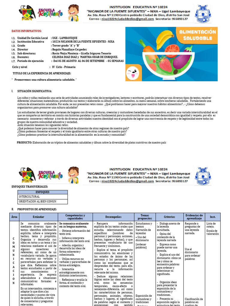 3° GRADO - UNIDAD DE APRENDIZAJE Agosto - Martha | PDF | Aprendizaje ...