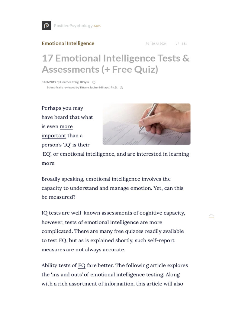 17 Emotional Intelligence Tests & Quizzes | PDF | Emotional ...