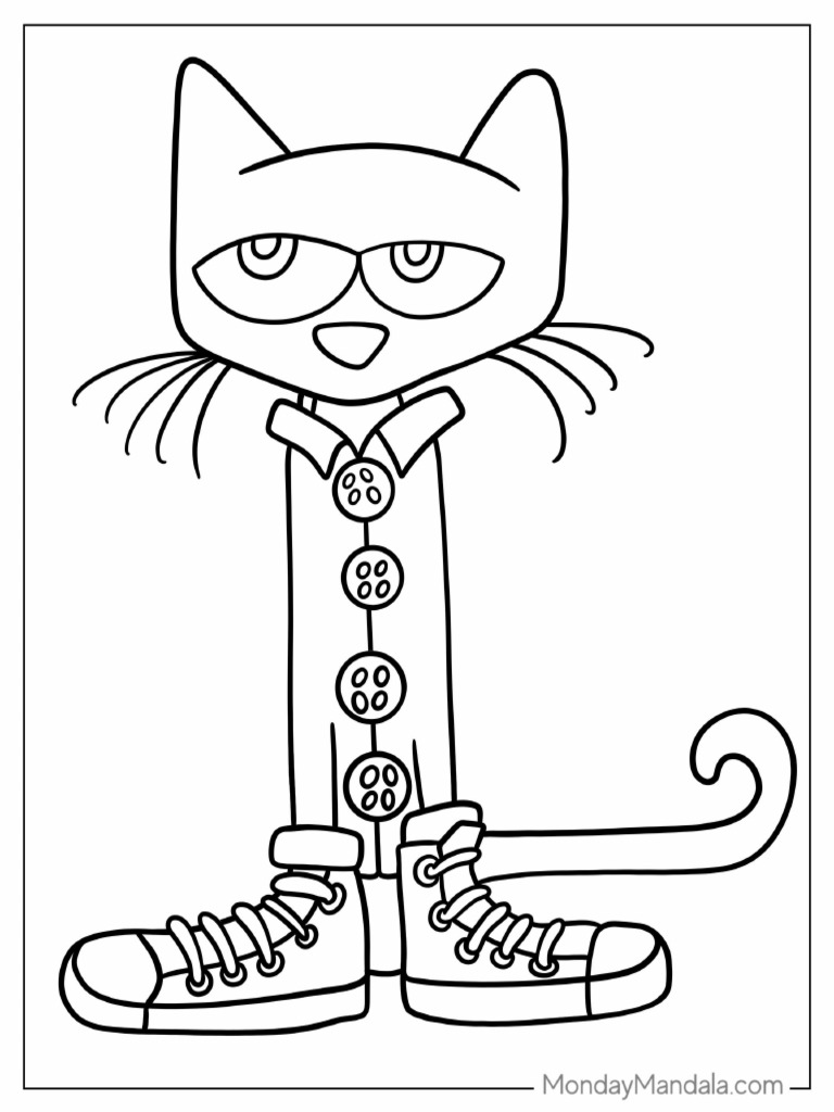 Easy Pete The Cat Coloring Page For Preschoolers | PDF