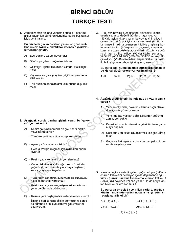 597, Turkcetestipdf 2 | PDF