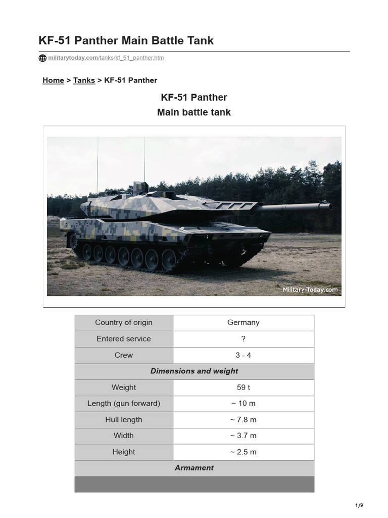 KF-51 Panther Tank Specifications | PDF | Armoured Fighting Vehicles ...