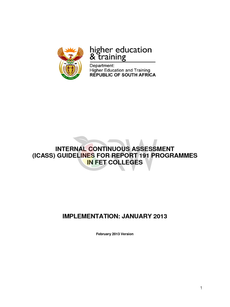 Internal Continuous Assessment ICASS Guidelines Report 191 Programmes ...