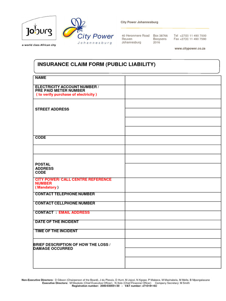 Public Liability Claim Form | PDF | Business