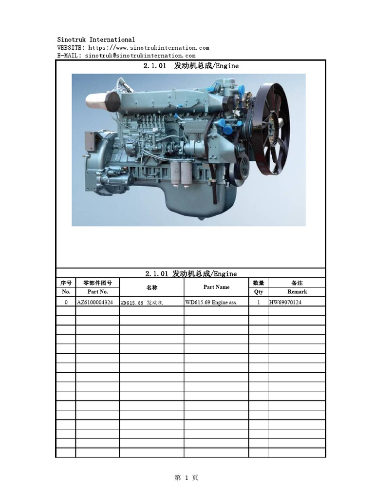 336 Engine Sinotruk Parts | PDF