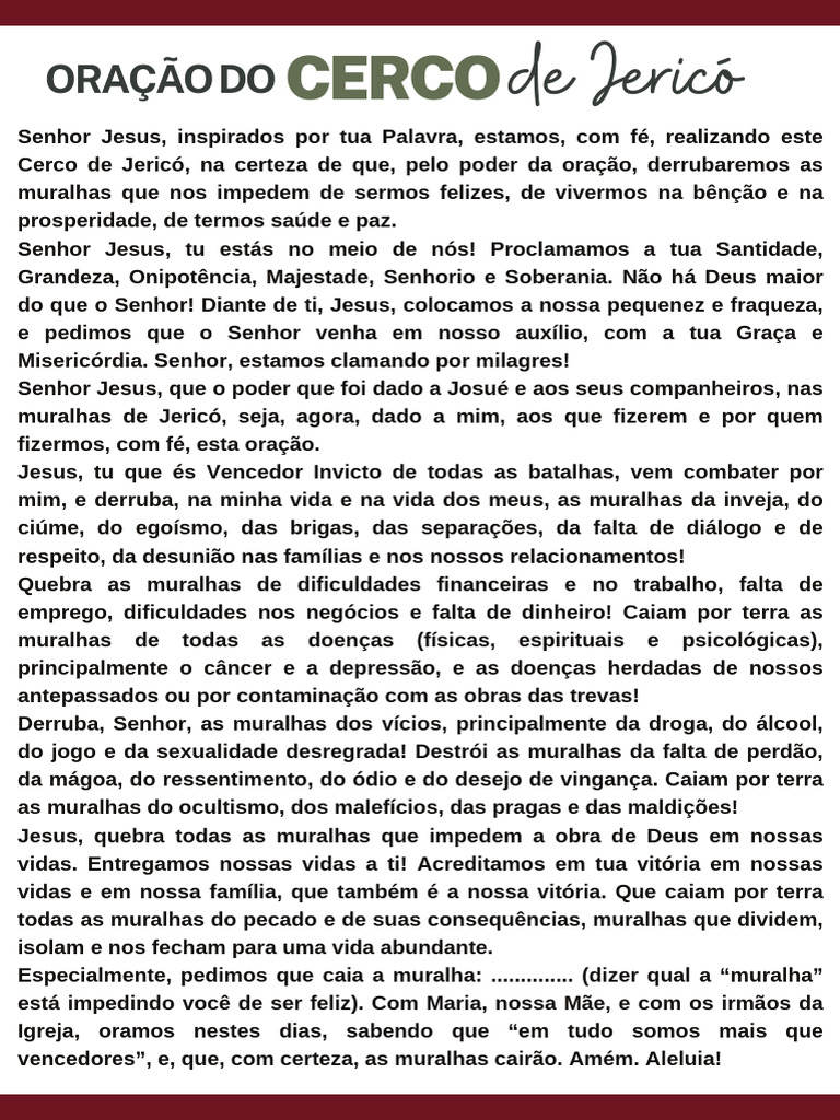 Oração Do Cerco De Jericó Pdf