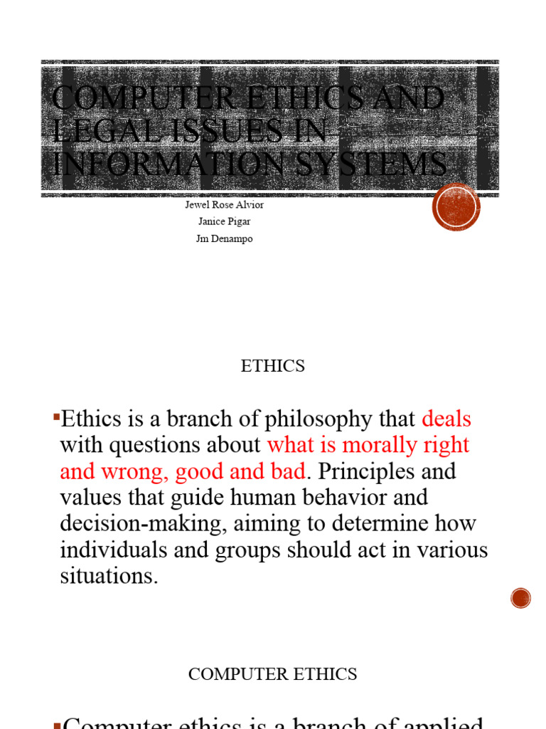 Computer Ethics & Legal Issues Overview | PDF | Computer Security ...
