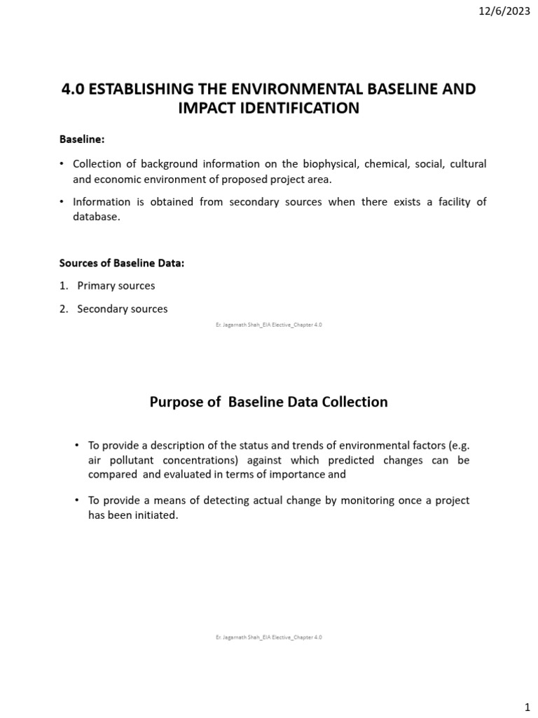 Environmental Baseline and Impact Methods | PDF | Water Quality ...