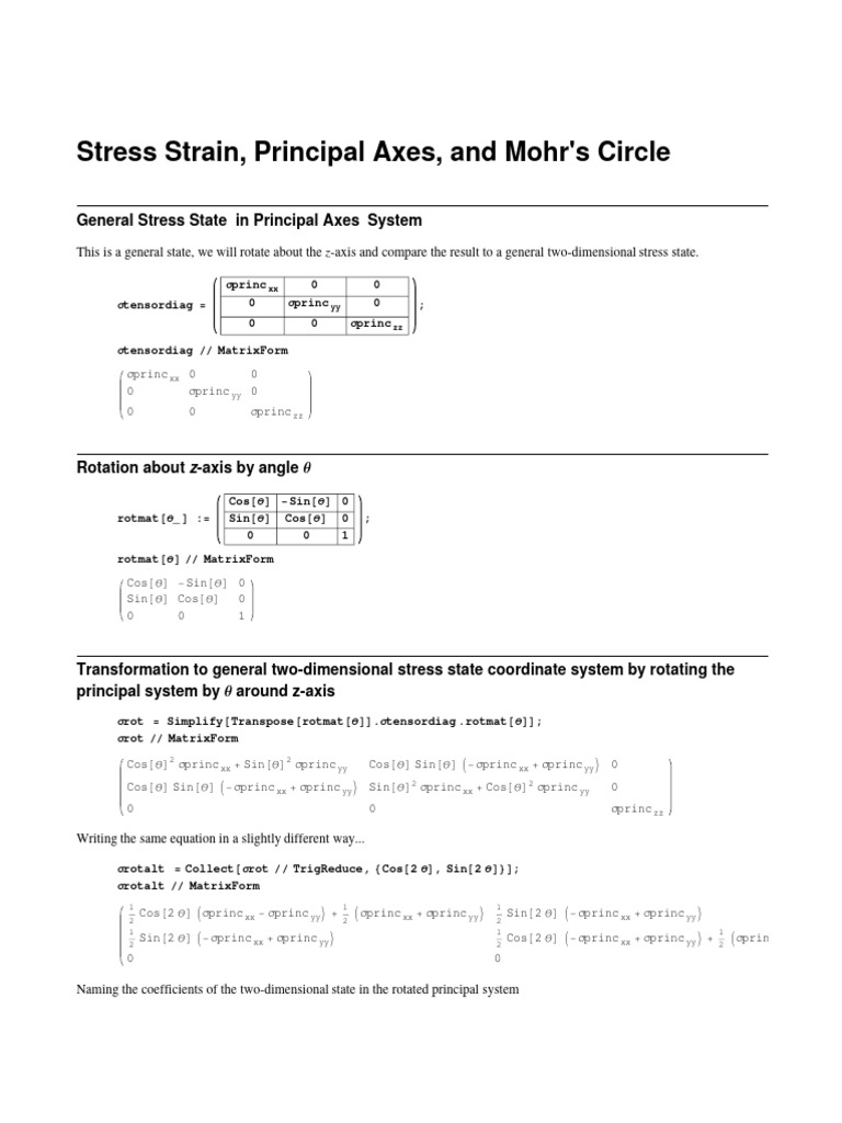 Mohr Circle | PDF | Cartesian Coordinate System | Classical Mechanics
