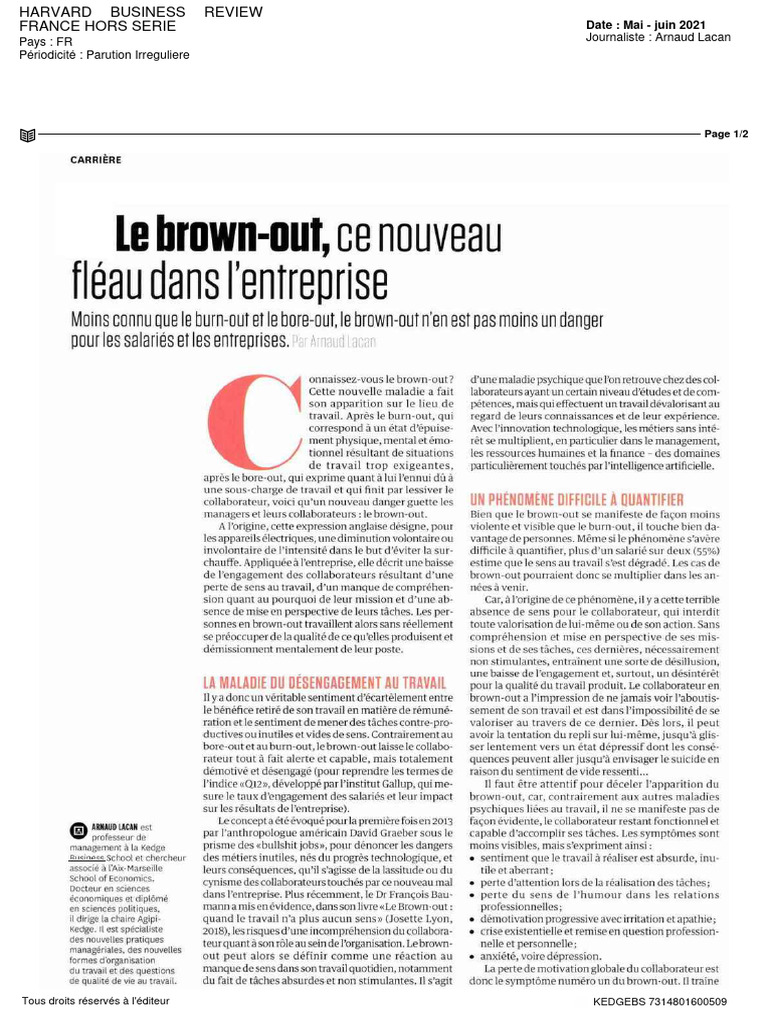 Comprendre le brown-out en entreprise | PDF | Syndrome d'épuisement ...