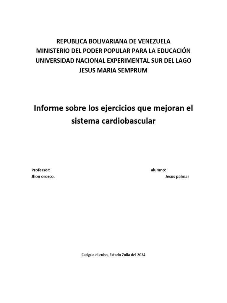 Ejecicios Que Mejoran El Sistela Cardiobascular | PDF | Ejercicio ...