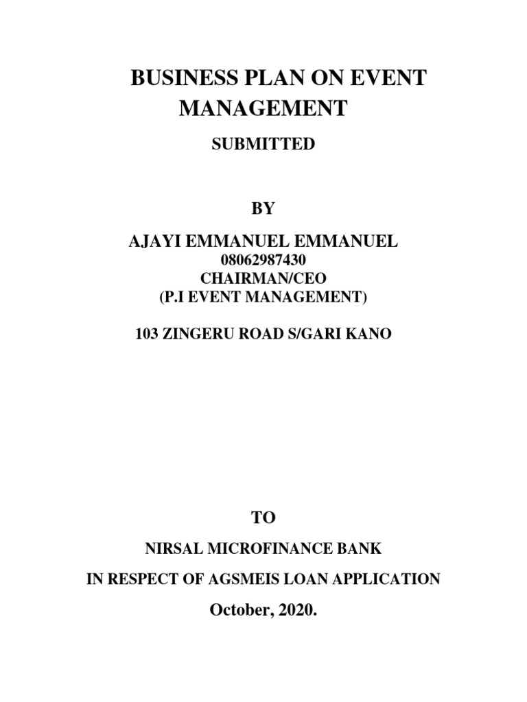 Event Management Business Plan Overview | PDF | Expense | Pricing