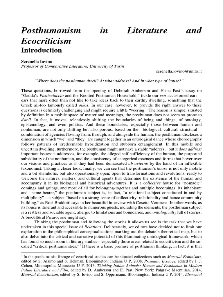Posthumanism in Literature and Ecology | PDF