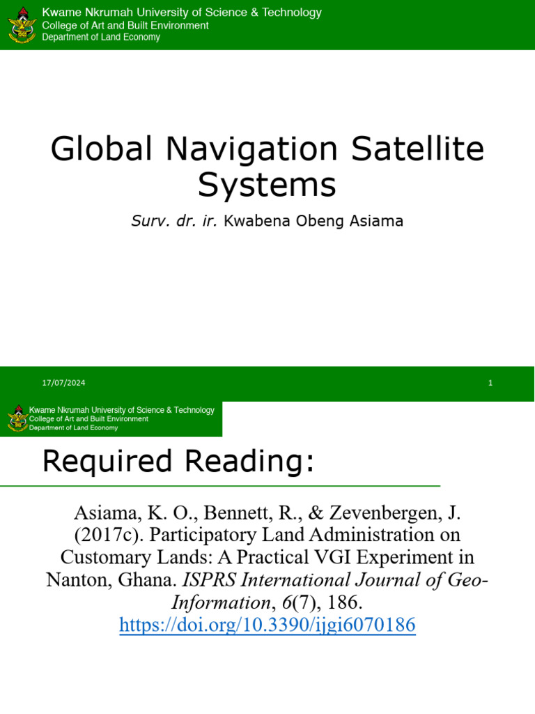 Lecture 3 - Global Navigation Satellite Systems | PDF | Global ...
