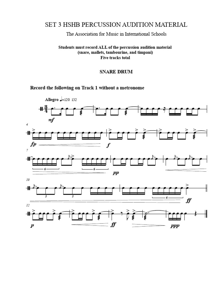 HS Band Percussion Set 3 | PDF | Instruments de musique | Instrument de ...