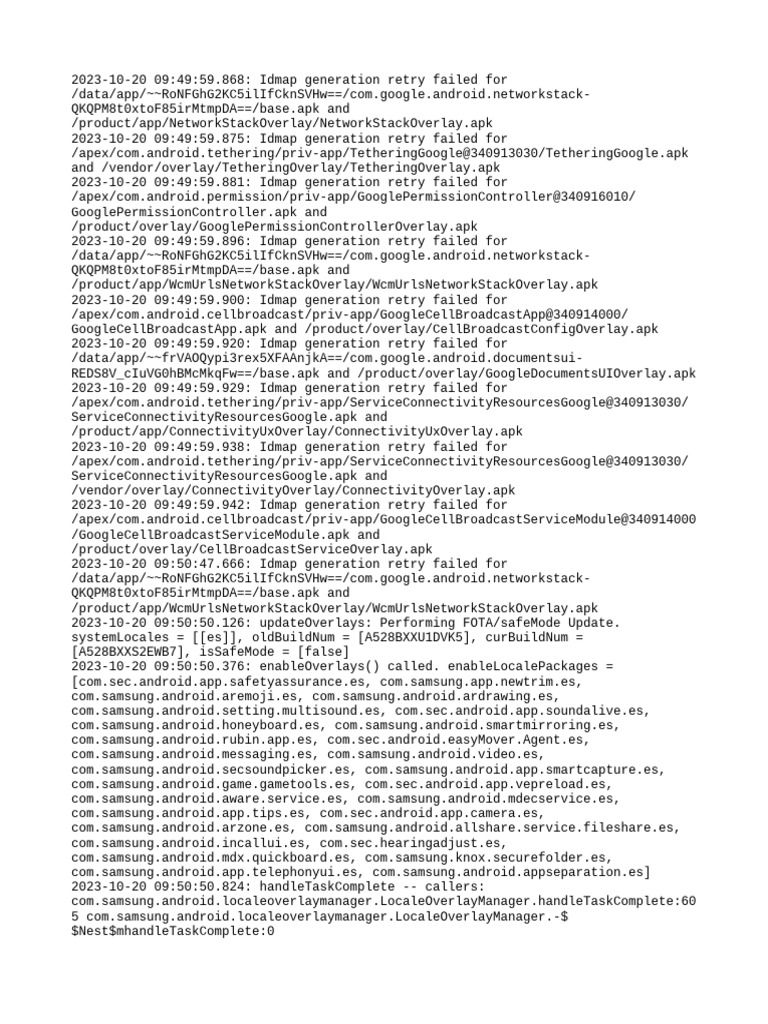 Idmap Generation Failures Log | PDF | Smart Devices | System Software