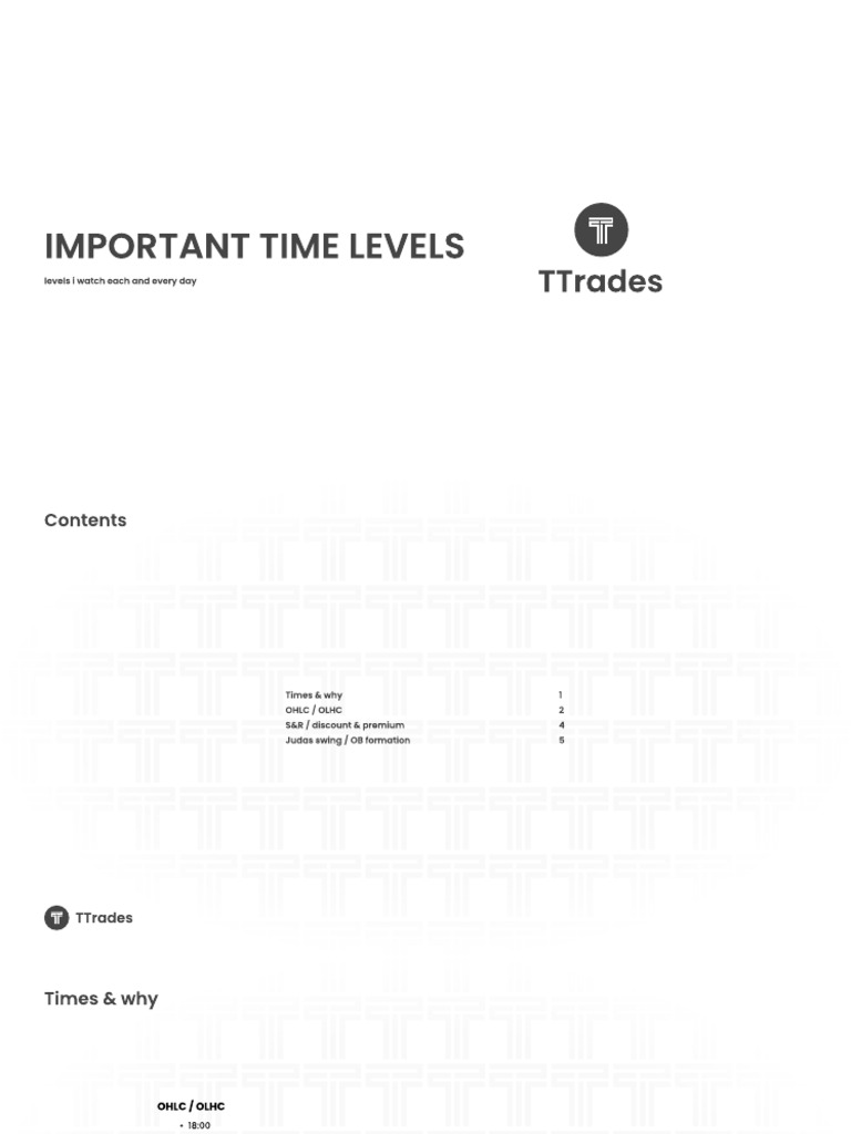 TTrades: Key Time Levels Explained | PDF