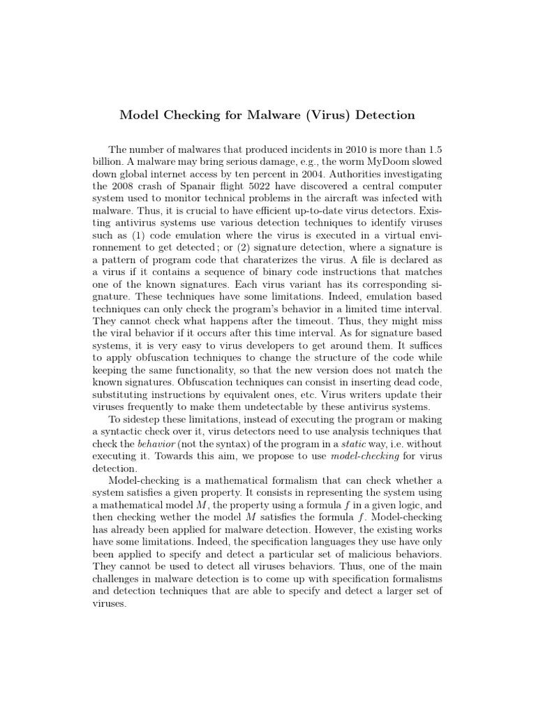 Model Checking For Malware (Virus) Detection | PDF | Computer Virus ...