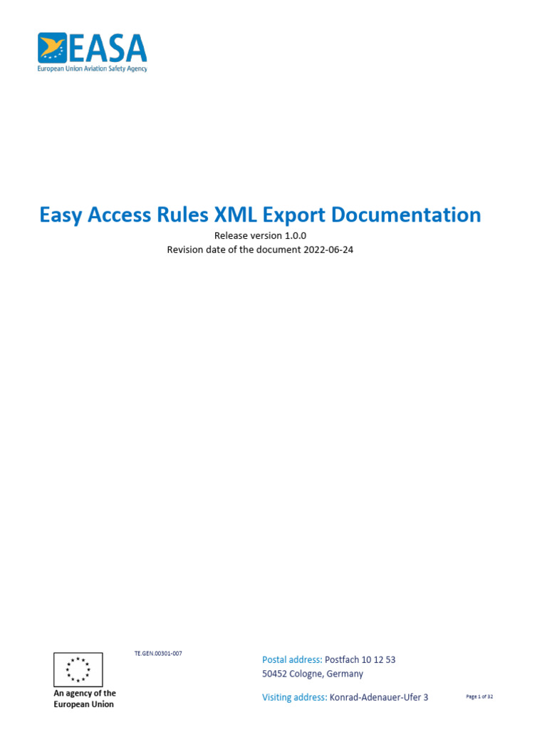 Easy Access Rules XML Export Documentation 1.0.0 | PDF | Xml | Xml Schema