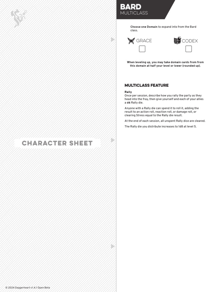 Daggerheart Multiclass Character Sheet | PDF