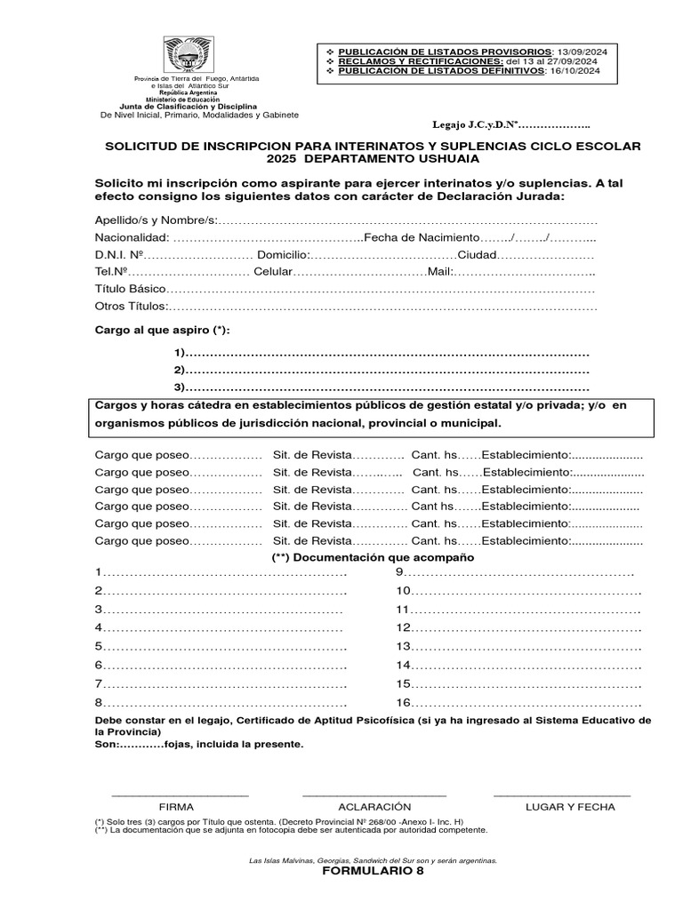 Form 8 solicitud de inscripcion para int 2025 ushuaia pdf