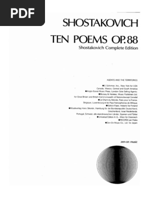 SHOSTAKOVICH Ten Poems　Ｏｐ．88　ショスタコーヴィッチ—無伴奏混声合唱のための「十の詩曲」 OGT502 Shostakovich - 10 Poems | PDF